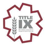 The Bethel College threshing stone logo with "Title IX" embedded.