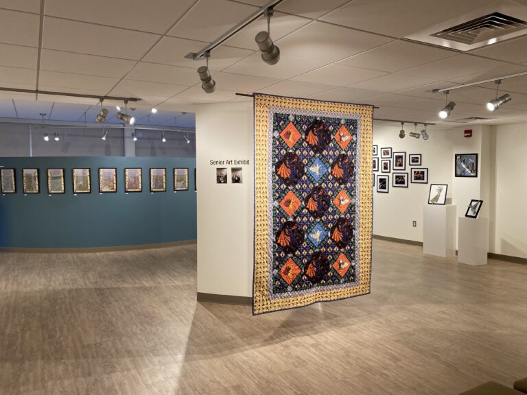 Senior art show, view looking into the gallery