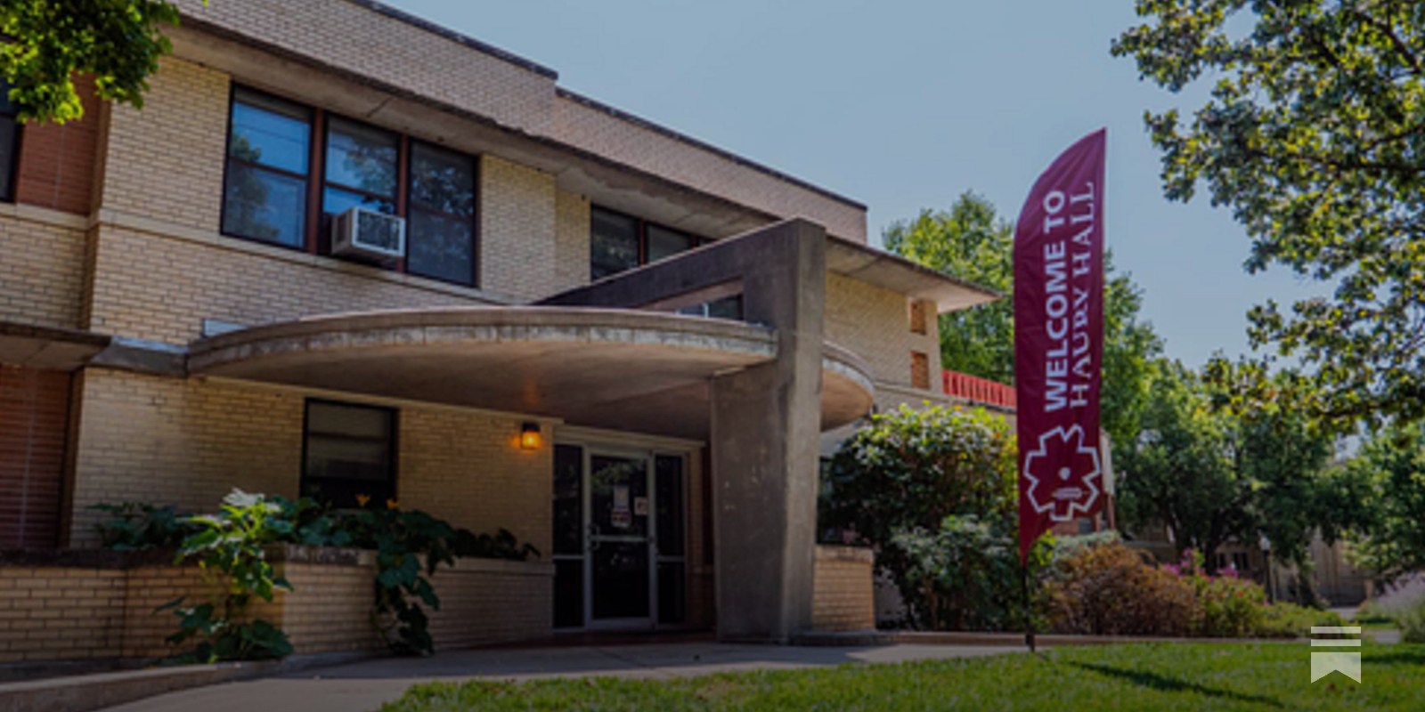 Haury Hall entrance with razor flag